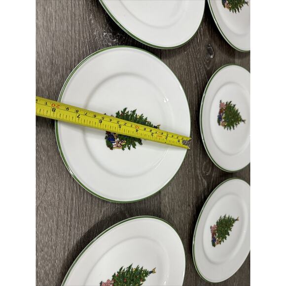 1960’s KRONESTER Bavaria Germany Christmas Tree Pattern 7-3/4” Salad Plates~6 Pc - Picture 7 of 9